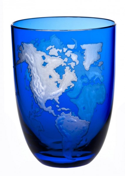 Becher 102 mm EARTH kobaltblau, Gravur 'Erde' PLANET EARTH