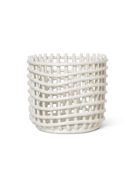 Ceramic Basket, large, off-white