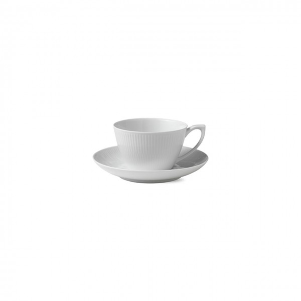 White Fluted Cup & Saucer Tea 28cl