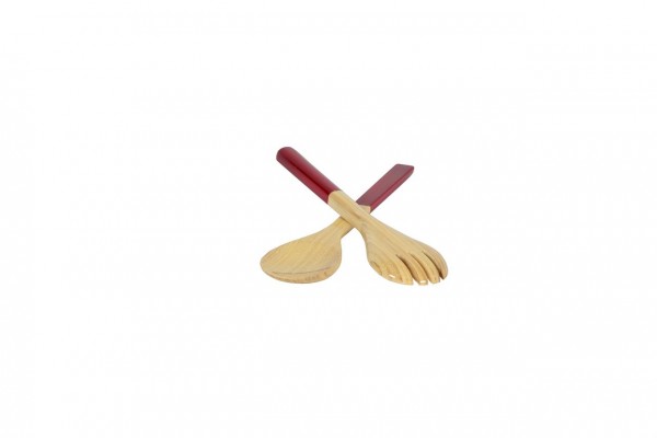 Bambus-Salatbesteck, 27,5cm, rot