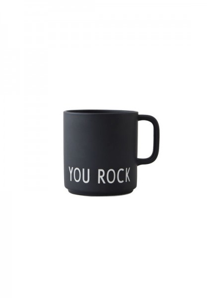 Favourite Cup w. handle, YOU ROCK, black