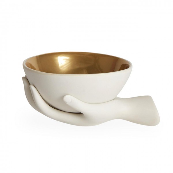 Eve Accent Bowl, white/gold