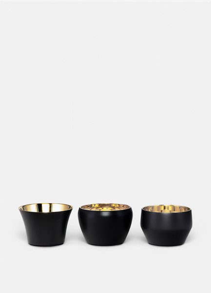 Kin Tealight, black - set of 3 pcs, H:4,5 D:12