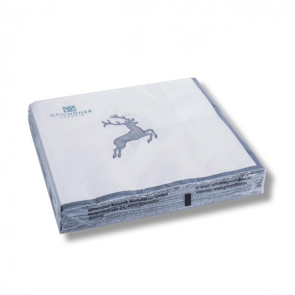 Grauer Hirsch, Servietten 3-lagig/20Stk, 33x33cm