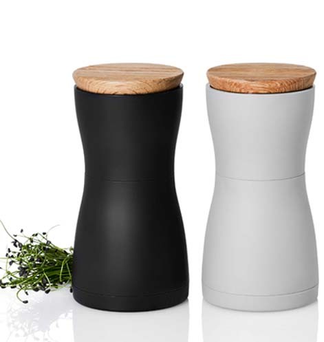 Set Pfeffer- Und Salzmühle Twin, Black&grey, CeraCut® Ceramic Mahlwerk, Kunststoff/Eichenholz, D: 6,2 Cm, H: 13,3 Cm