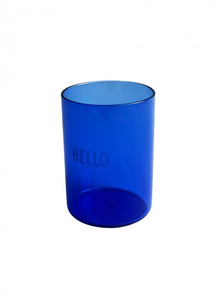 Favourite drinking glass, HELLO, blue