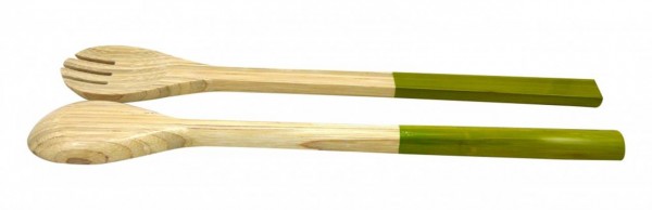 Bambus-Salatbesteck, 37,5cm, lindgrün