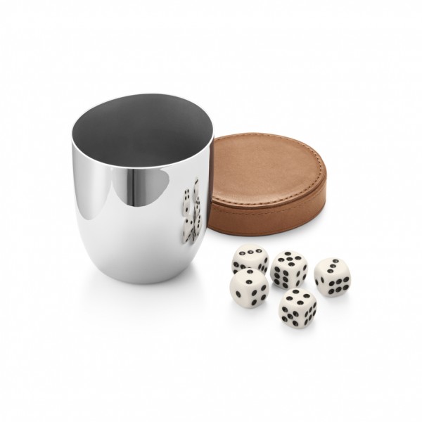 SKY DICE TRAVEL SET CUP & 5 DICE LEATHER & STAINLESS STEEL