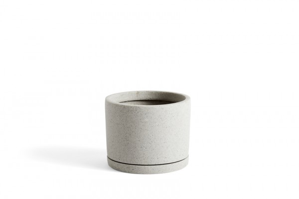 Plant Pot with Saucer L, grey
