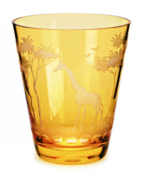 Becher 107 mm mandarin, Gravur 'Giraffe' KILIMANDSCHARO