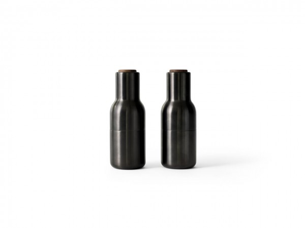 Bottle Grinder, Walnut Lid, Bronzed Brass 2-Pack