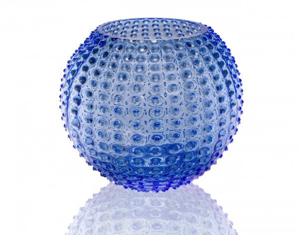 Hobnail Globe Vase 24cm, light blue