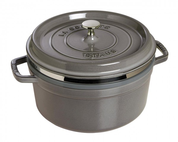 Staub La Cocotte Cocotte Mit Dämpfeinsatz 26 Cm, Rund, Graphit-Grau, Gusseisen