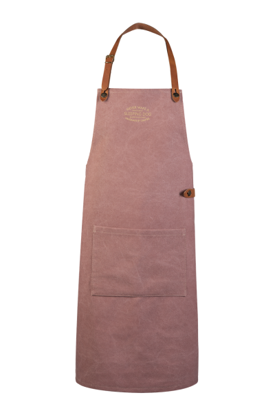 Washed Canvas Schürze mit Leder Riemen pink