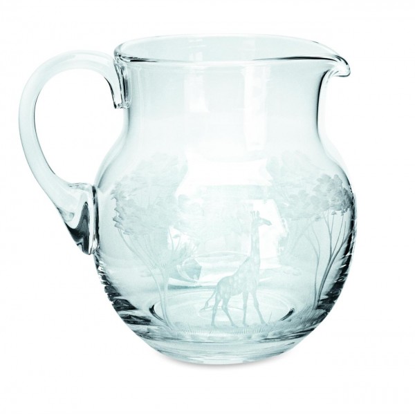 Krug 1 l klar, Gravur 'Elefant & Giraffe' KILIMANDSCHARO