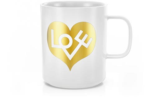Coffee Mug, Love Heart, gold
