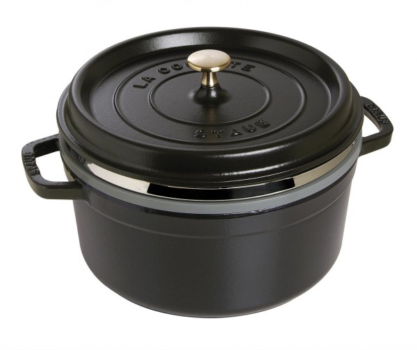 Staub La Cocotte Cocotte Mit Dämpfeinsatz 26 Cm, Rund, Schwarz, Gusseisen