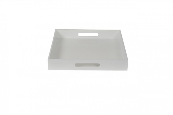 Lacquer-Tablett, quad., weiß, groß